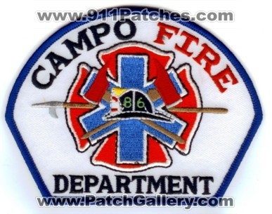 Campo Fire Department (California)
Thanks to PaulsFirePatches.com for this scan.
Keywords: dept. 86