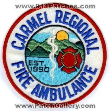 Carmel Regional Fire Ambulance (California)
Thanks to PaulsFirePatches.com for this scan.
Keywords: ems