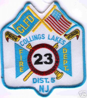 Collings Lakes Fire Dept Dist 5
Thanks to Brent Kimberland for this scan.
Keywords: new jersey department district 23