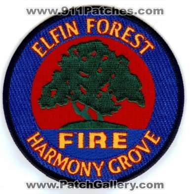 Elfin Forest Harmony Grove Fire Department (California)
Thanks to PaulsFirePatches.com for this scan.
Keywords: dept.