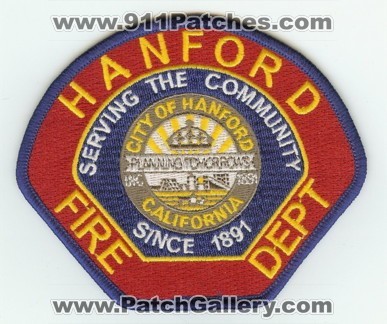 Hanford Fire Department (California)
Thanks to PaulsFirePatches.com for this scan.
Keywords: dept. city of
