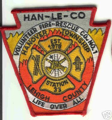 Hanover Twp Lehigh County Volunteer Fire Rescue Co No 1
Thanks to Brent Kimberland for this scan.
Keywords: pennsylvania township company number station 33