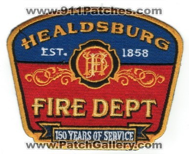 Healdsburg Fire Department 150 Years (California)
Thanks to PaulsFirePatches.com for this scan.
Keywords: dept.