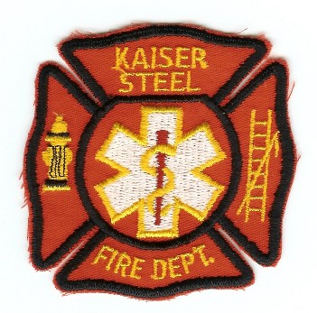 Kaiser Steel Fire Dept
Thanks to PaulsFirePatches.com for this scan.
Keywords: california department