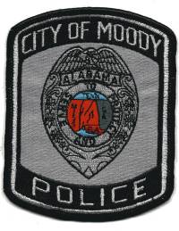 Moody Police (Alabama)
Thanks to BensPatchCollection.com for this scan.
Keywords: city of