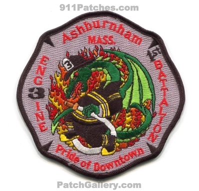 Ashburnham Fire Department Engine 3 1st Battalion Patch (Massachusetts)
Scan By: PatchGallery.com
Keywords: dept. mass. company co. station pride of downtown dragon
