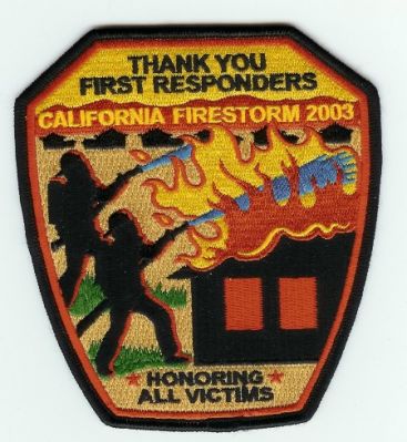 California Firestorm 2003
Thanks to PaulsFirePatches.com for this scan.
Keywords: california fire
