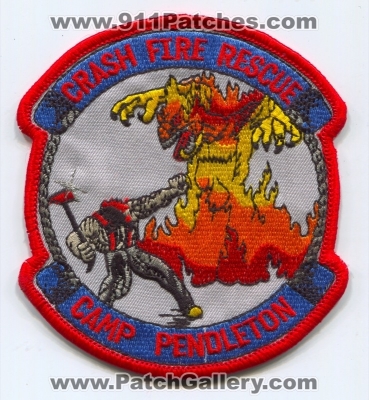Camp Pendleton Crash Fire Rescue Department Patch (California)
Scan By: PatchGallery.com
Keywords: cfr dept. arff aircraft airport firefighter firefighting marine corps base mcb usmc military