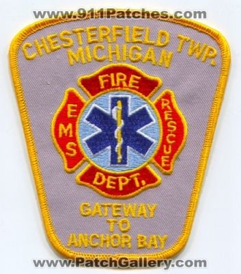 Chesterfield Township Fire Department (Michigan)
Scan By: PatchGallery.com
Keywords: twp. dept. ems rescue gateway to anchor bay