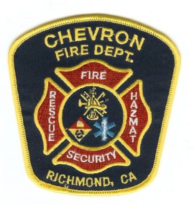Chevron Fire Dept
Thanks to PaulsFirePatches.com for this scan.
Keywords: california department rescue hazmat haz mat richmond