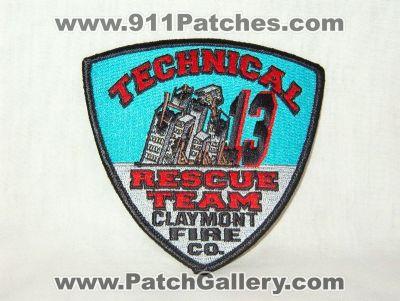Claymont Fire Company Technical Rescue Team (New Jersey)
Thanks to Walts Patches for this picture.
Keywords: co.