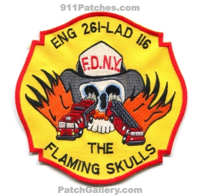 New York City Fire Department FDNY Engine 261 Ladder 116 Patch (New York)
Scan By: PatchGallery.com
Keywords: of dept. f.d.n.y. company co. station the flaming skulls