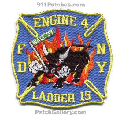 New York City Fire Department FDNY Engine 4 Ladder 15 Patch (New York)
Scan By: PatchGallery.com
Keywords: of dept. f.d.n.y. company co. station wall street st.