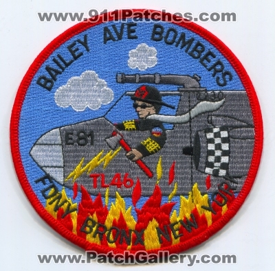 New York City Fire Department FDNY Engine 81 Tower Ladder 46 Patch (New York)
Scan By: PatchGallery.com
Keywords: of dept. f.d.n.y. company co. station e81 tl46 bailey ave bombers bronx