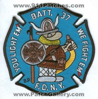 New York City Fire Department FDNY Battalion 37 (New York)
Scan By: PatchGallery.com
Keywords: dept. of f.d.n.y. company station batt. you light em we fight em