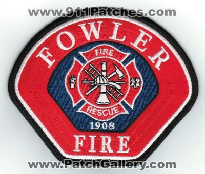 Fowler Fire Rescue Department (California)
Thanks to PaulsFirePatches.com for this scan.
Keywords: dept.