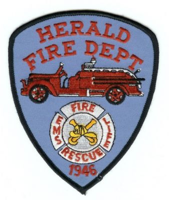 Herald Fire Dept
Thanks to PaulsFirePatches.com for this scan.
Keywords: california department