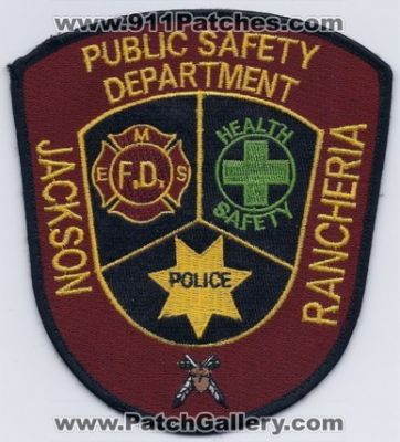 Jackson Rancheria Public Safety Department (California)
Thanks to Paul Howard for this scan. 
Keywords: dps f.d. fd fire dept. police health safety