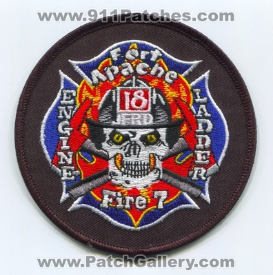 Jacksonville Fire and Rescue Department Station 18 Patch (Florida)
Scan By: PatchGallery.com
Keywords: Dept. JFRD J.F.R.D. Company Co. Engine Ladder Fire 7 Fort Ft. Apache