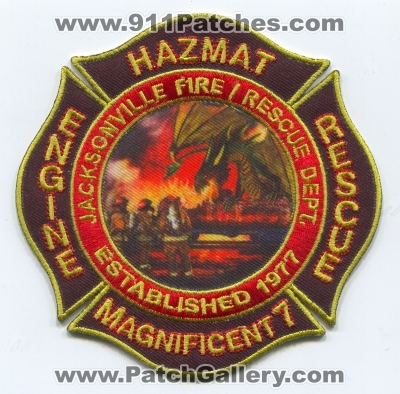 Jacksonville Fire and Rescue Department Station 7 Patch (Florida) (Prototype)
Scan By: PatchGallery.com
[b]Patch Made By: 911Patches.com[/b]
Keywords: jfrd & dept. company co. engine hazmat haz-mat magnificent