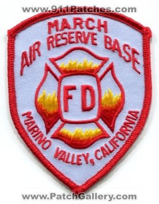 March Air Reserve Base Fire Department USAF Military Patch (California)
Scan By: PatchGallery.com
Keywords: dept. fd marino valley