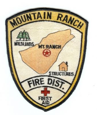 Mountain Ranch Fire Dist
Thanks to PaulsFirePatches.com for this scan.
Keywords: california district first aid