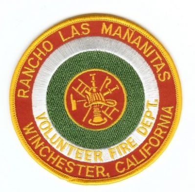 Rancho Las Mananitas Volunteer Fire Dept
Thanks to PaulsFirePatches.com for this scan.
Keywords: california department winchester
