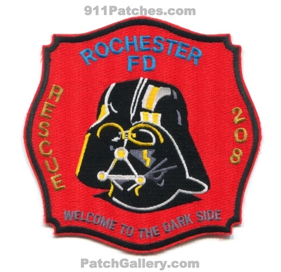Rochester Fire Department Rescue 208 Patch (Massachusetts)
Scan By: PatchGallery.com
Keywords: dept. fd company co. station darth vader star wars welcome to the dark side