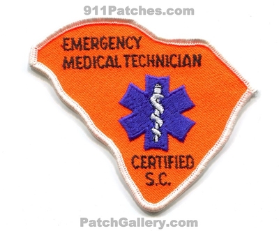 South Carolina State Certified Emergency Medical Technician EMT EMS Patch (South Carolina) (State Shape)
Scan By: PatchGallery.com
Keywords: licensed registered
