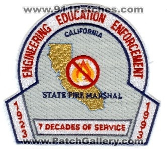 California State Fire Marshal 7 Decades of Service 1923-1993 (California)
Thanks to PaulsFirePatches.com for this scan.
