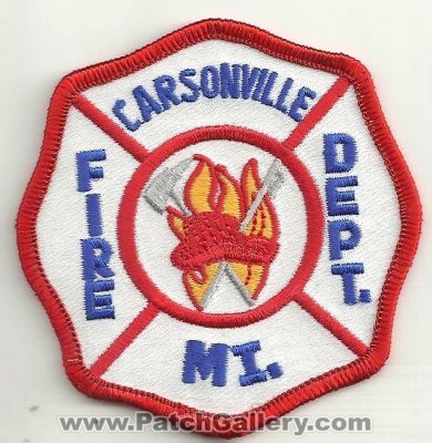 Carsonville Fire Department Patch (Michigan)
Thanks to Ronnie5411 for this scan.
Keywords: dept. mi.