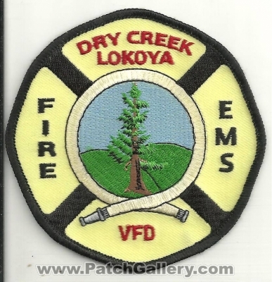 Dry Creek Lokoya Volunteer Fire Department Patch (California)
Thanks to Ronnie5411 for this scan.
Keywords: vol. dept. vfd ems