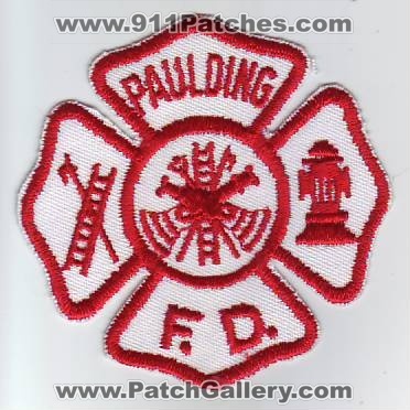 Paulding Fire Department (Ohio)
Thanks to Dave Slade for this scan.
Keywords: f.d. fd