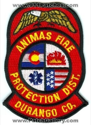 Animas Fire Protection District Durango Patch (Colorado)
[b]Scan From: Our Collection[/b]
Keywords: prot. dist. co. department dept.