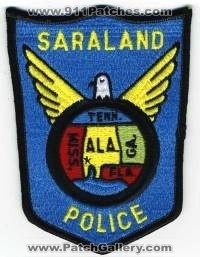 Saraland Police (Alabama)
Thanks to BensPatchCollection.com for this scan.
