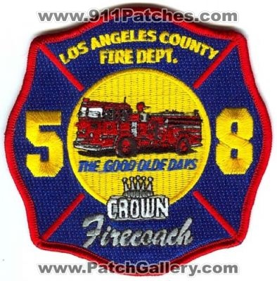 Los Angeles County Fire Department Station 58 (California)
Scan By: PatchGallery.com
Keywords: dept. lacofd l.a.co.f.d. crown firecoach