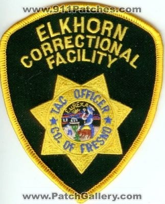 Elkhorn Correctional Facility Tactical Officer (California)
Thanks to Police-Patches-Collector.com for this scan.
Keywords: fresno county doc