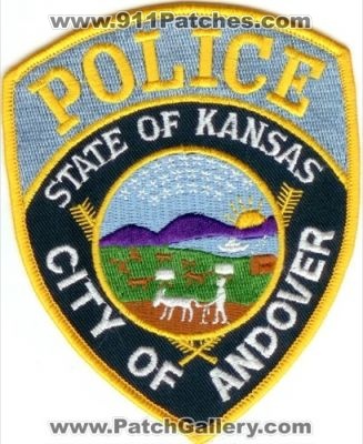 Andover Police (Kansas)
Thanks to Police-Patches-Collector.com for this scan.
Keywords: city of