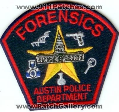 Austin Police Department Forensics (Texas)
Thanks to Police-Patches-Collector.com for this scan.
