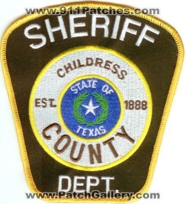 Childress County Sheriff Department (Texas)
Thanks to Police-Patches-Collector.com for this scan.
Keywords: dept