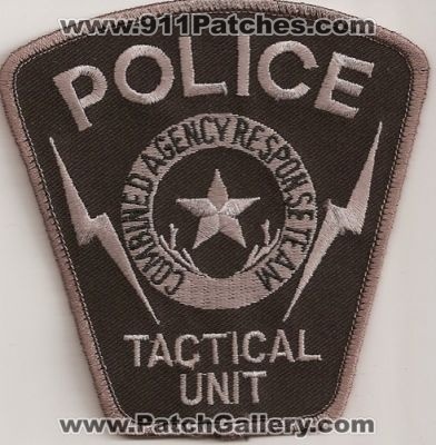 Combined Agency Response Team Police Tactical Unit (Texas)
Thanks to Police-Patches-Collector.com for this scan.
