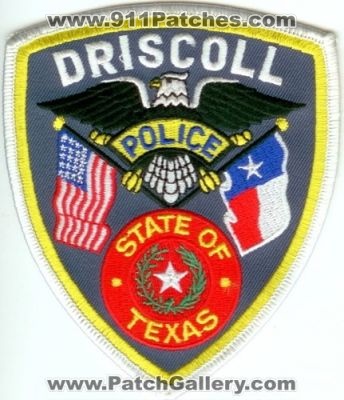 Driscoll Police (Texas)
Thanks to Police-Patches-Collector.com for this scan.
