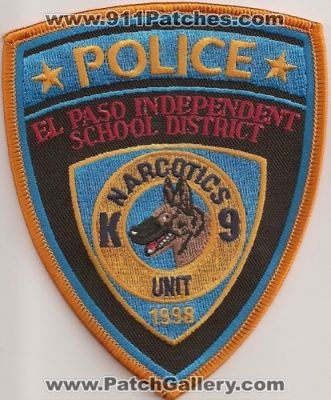 El Paso Independent School District Police Narcotics K-9 Unit (Texas)
Thanks to Police-Patches-Collector.com for this scan.
Keywords: isd k9