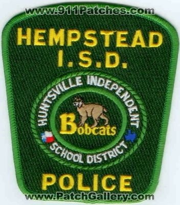 Hempstead Independent School District Police (Texas)
Thanks to Police-Patches-Collector.com for this scan.
Keywords: isd i.s.d. huntsville
