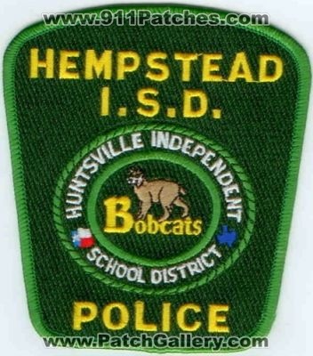 Hempstead Independent School District Police (Texas)
Thanks to Police-Patches-Collector.com for this scan.
Keywords: isd i.s.d. huntsville