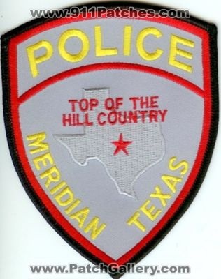 Meridian Police (Texas)
Thanks to Police-Patches-Collector.com for this scan.
