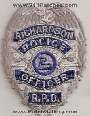 Richardson Police Officer (Texas)
Thanks to Police-Patches-Collector.com for this scan.
Keywords: r.p.d. rpd department