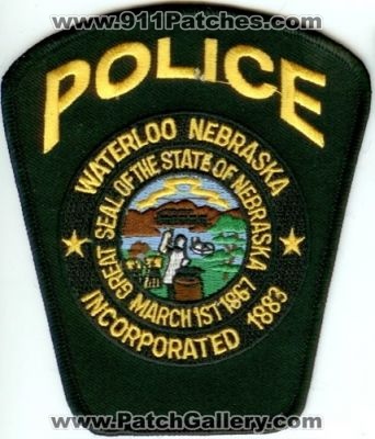 Waterloo Police (Nebraska)
Thanks to Police-Patches-Collector.com for this scan.
