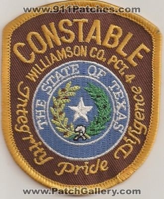 Williamson County Constable Precinct 4 (Texas)
Thanks to Police-Patches-Collector.com for this scan.
Keywords: pct