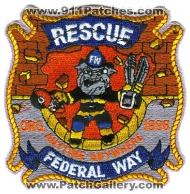 Federal Way Fire Department Rescue Patch (Washington)
Scan By: PatchGallery.com
Keywords: dept. fw